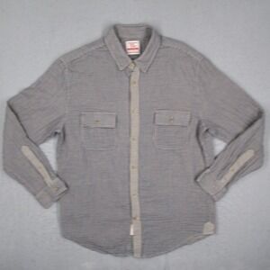 Flint and Tinder Mens XL Blue Gingham Cotton Button Down Shirt Made in USA